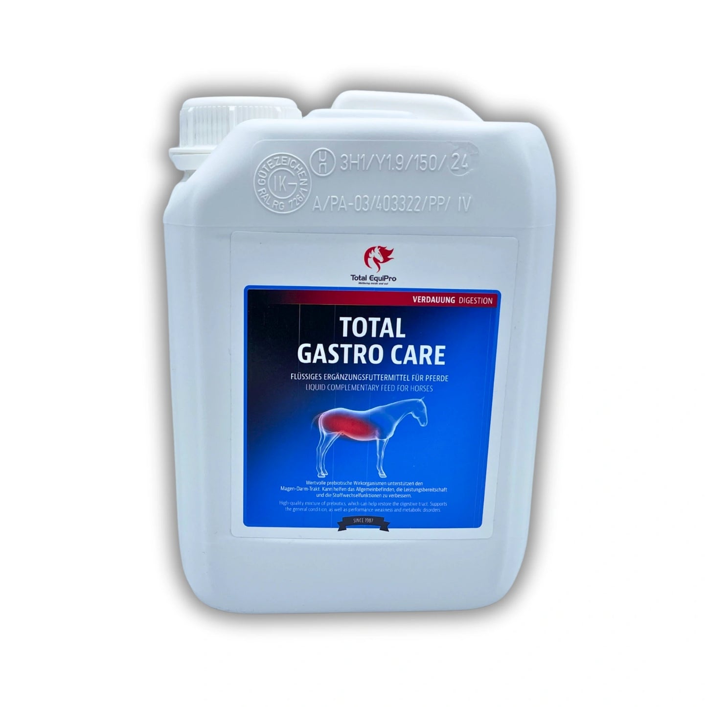 TOTAL Gastro Care 2,5 L – flüssiges Ergänzungsfuttermittel zur Unterstützung einer stabilen Verdauung bei Pferden – ideal für Vielnutzer oder zum Nachfüllen der 1 L Flasche im Stallalltag