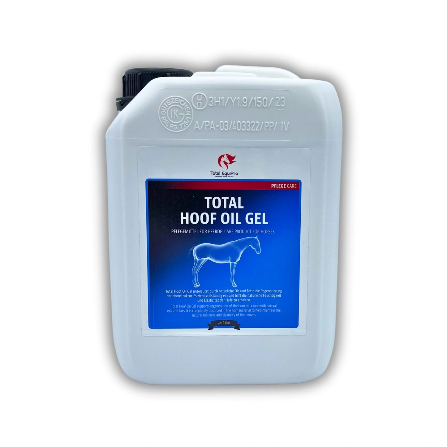 TOTAL Hoof Oil Gel 2,5 L – pflegendes Huföl-Gel zur Kräftigung von Huf, Strahl und Kronrand bei Pferden – ideal für Vielnutzer oder zum Nachfüllen der 500 ml Flasche im Stallalltag