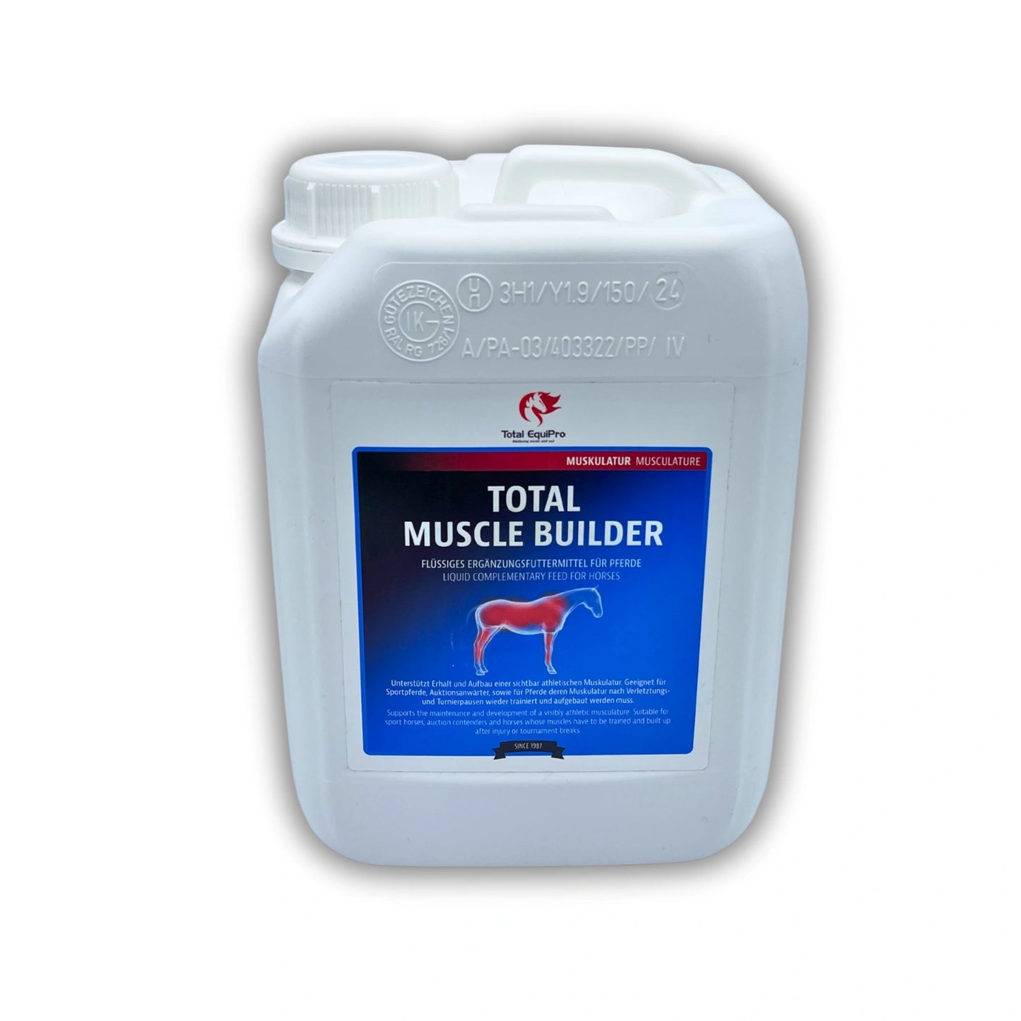 TOTAL Muscle Builder 2,5 L – flüssiger Muskelbooster für Jungpferde und Pferde im Aufbautraining – ideal für Vielnutzer oder zum Nachfüllen der 1 L Flasche im Stallalltag