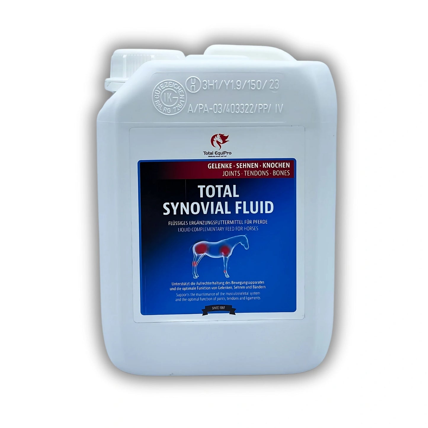 TOTAL Synovial Fluid 2,5 L – Hyaluronsäure-Ergänzung zur Unterstützung beweglicher Gelenke bei Pferden – ideal für Vielnutzer oder zum Nachfüllen der 1 L Flasche im Stallalltag