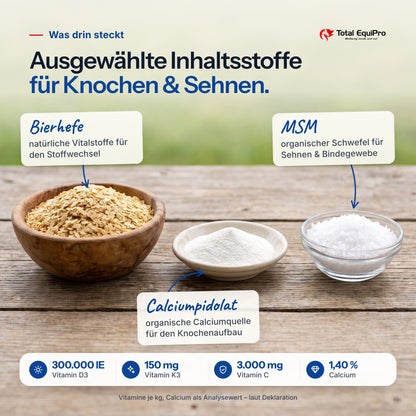 Total Bones – ingredients: brewer’s yeast, MSM, calcium pidolate