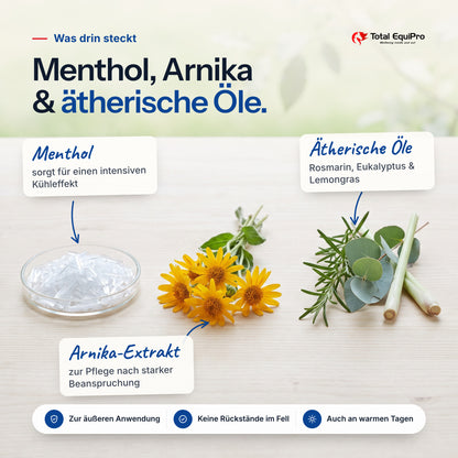 Total Cooling Gel – ingredients: menthol, arnica extract, essential oils