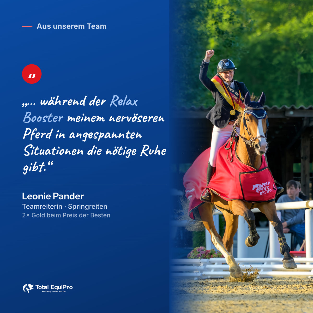 Team rider Leonie Pander on Total Easy Relax Booster