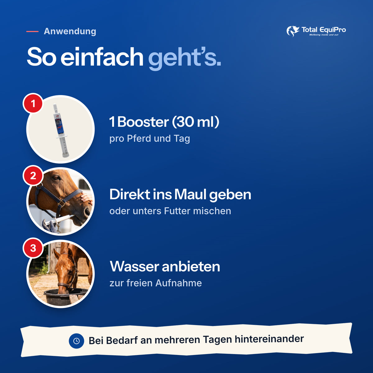 Total Electro Booster – how to use: 1 booster (30 ml), give directly into the mouth, offer water