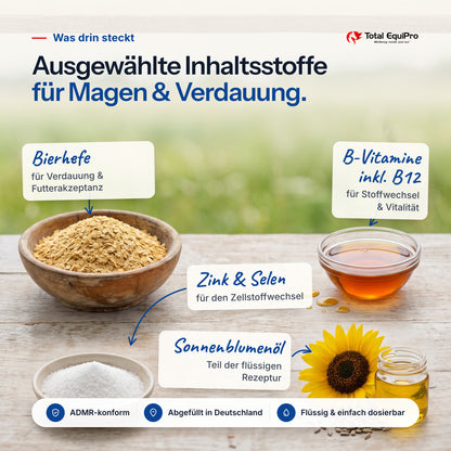 Total Gastro Care – Inhaltsstoffe: Bierhefe, B-Vitamine inkl. B12, Zink & Selen, Sonnenblumenöl