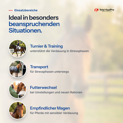 Total Gastro Care – Einsatzbereiche: Turnier & Training, Transport, Futterwechsel, Empfindlicher Magen