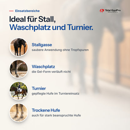 Total Hoof Oil Gel – typical uses: stable aisle, wash bay, competitions, dry hooves