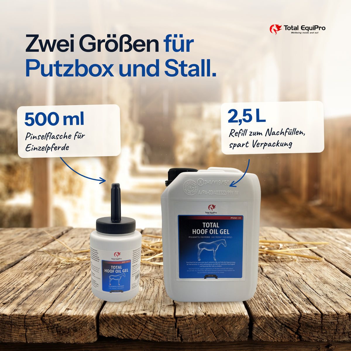 Total Hoof Oil Gel in 500 ml and 2.5 L