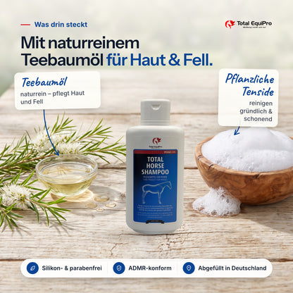Total Horse Shampoo – ingredients: tea tree oil, plant-based surfactants