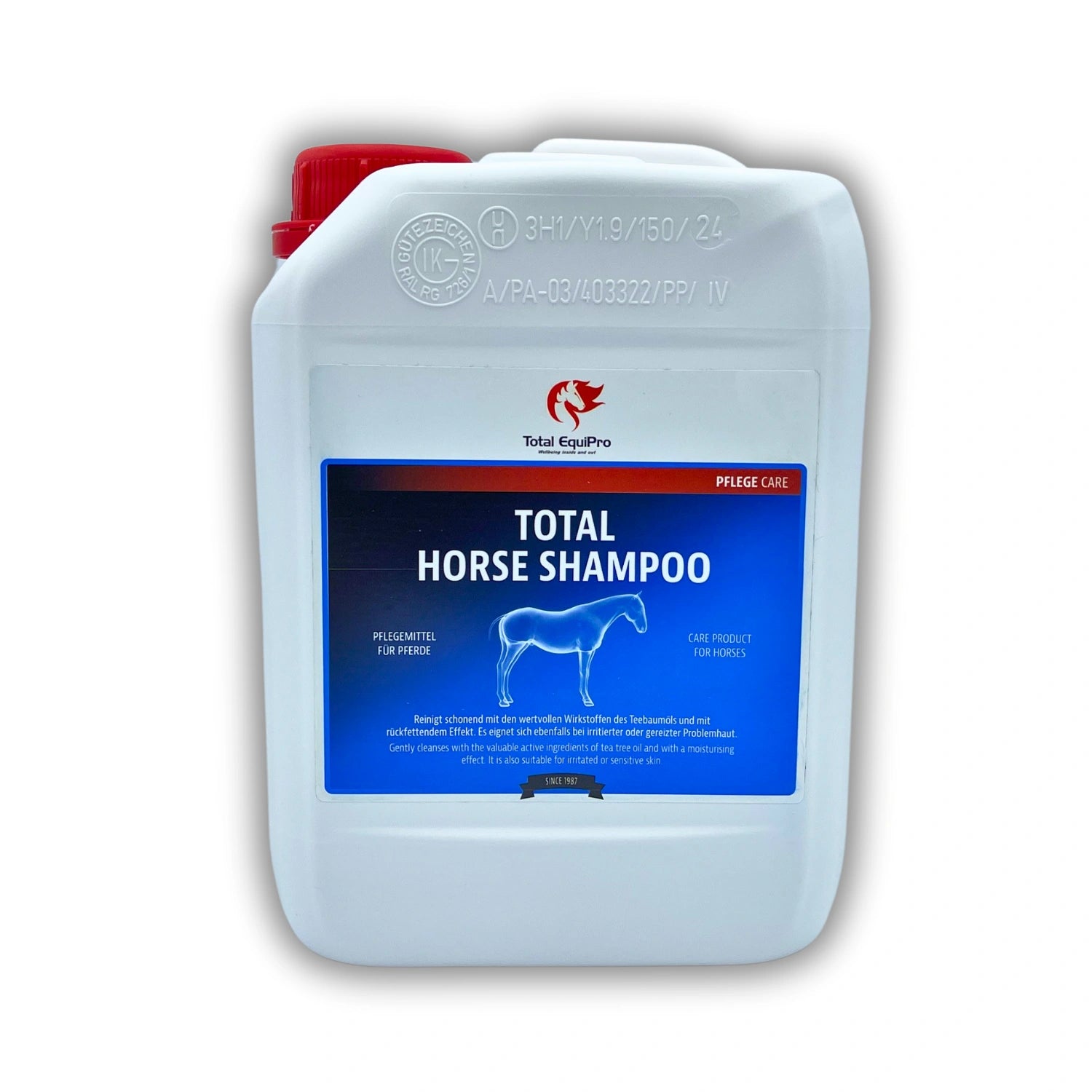 TOTAL Horse Shampoo 2,5 L – sanftes Shampoo mit Teebaumöl zur Fellpflege und Hautberuhigung bei Pferden – ideal für Vielnutzer oder zum Nachfüllen der 500 ml Flasche im Stallalltag