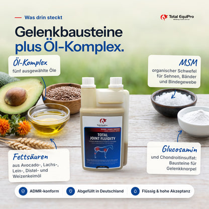 Total Joint Fluidity – ingredients: oil complex, MSM, fatty acids, glucosamine