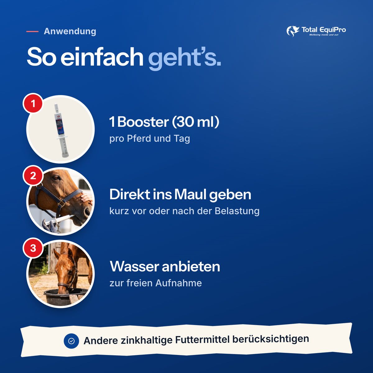 Total Power Booster – how to use: 1 booster (30 ml), give directly into the mouth, offer water