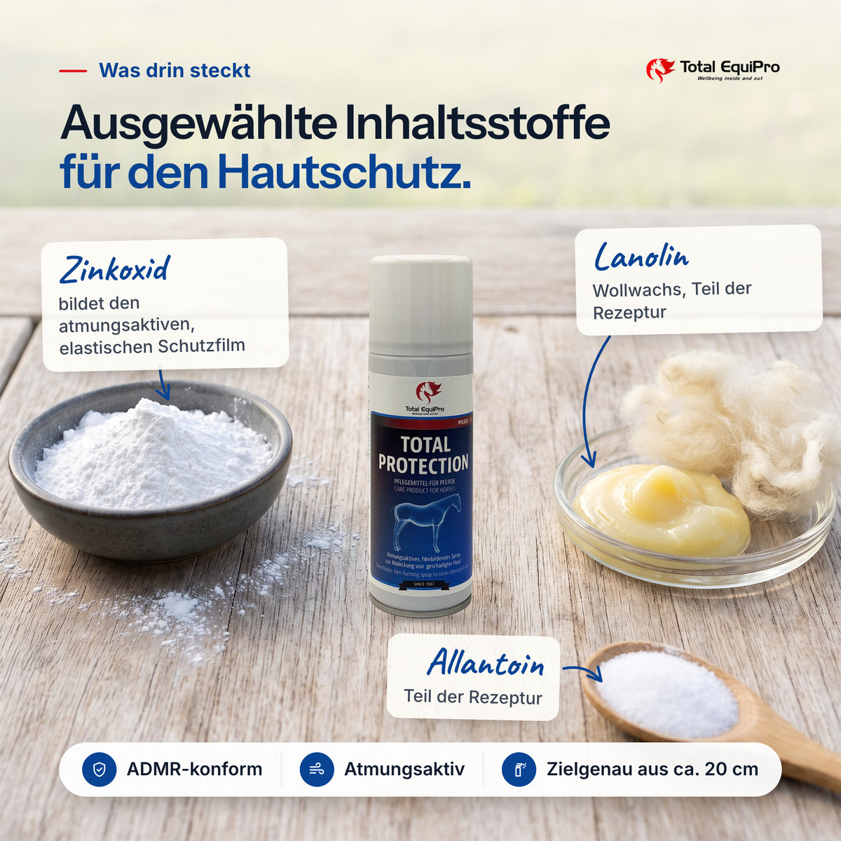 Total Protection – ingredients: zinc oxide, lanolin, allantoin