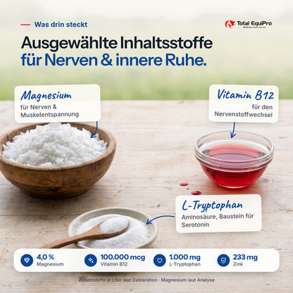 Total Relax Liquid – Inhaltsstoffe: Magnesium, Vitamin B12, L-Tryptophan