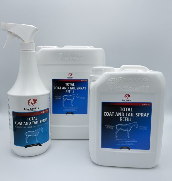 Alle Gebindegrößen des TOTAL Coat & Tail Schweifsprays im Überblick